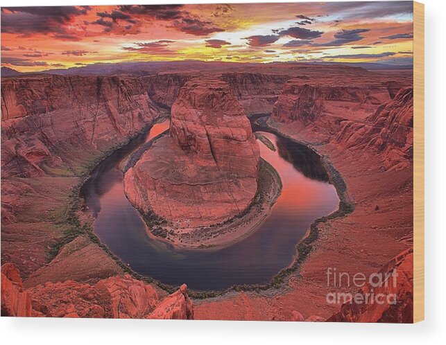 Horseshoe Bend Wood Print featuring the photograph Metallic Skies Over The Colorado by Adam Jewell