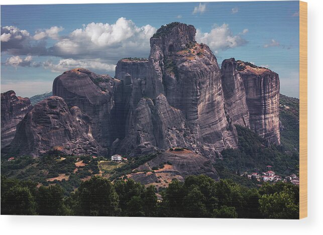 Mood Wood Print featuring the photograph Meteora at dawn by Jaroslaw Blaminsky
