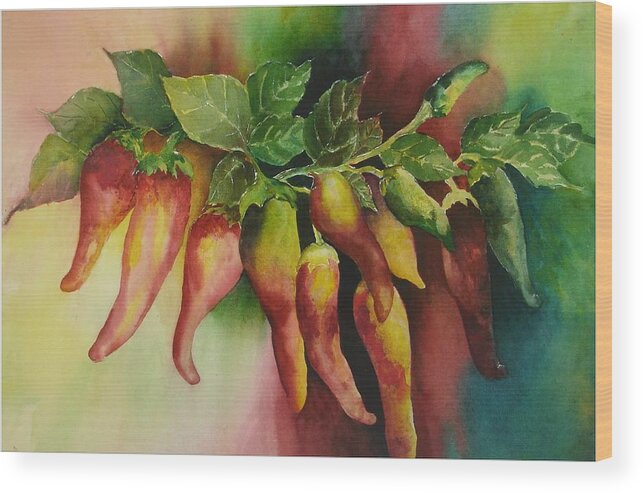 Peppers Wood Print featuring the painting Mexican Adventure by Pamela Lee