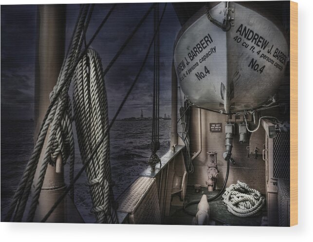 Evie Wood Print featuring the photograph Midnight on the Ferry by Evie Carrier