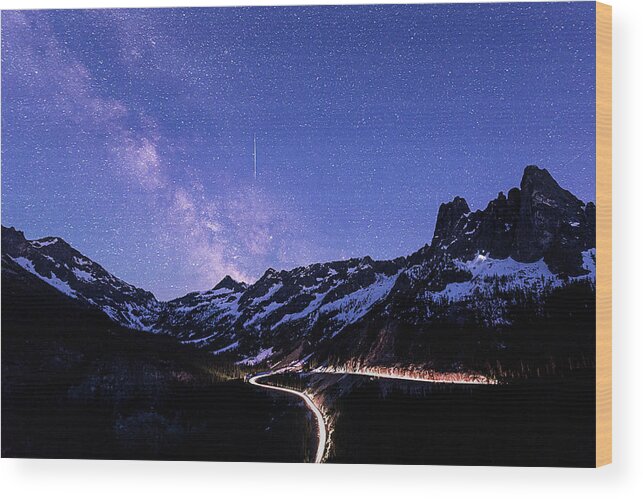 Milky Way Wood Print featuring the digital art Milky Way at Washington Pass by Michael Lee