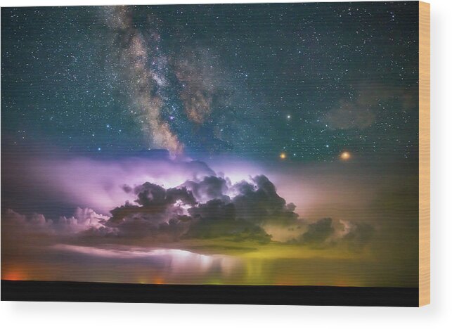 Milky Way Wood Print featuring the photograph Milky Way Monsoon by Darren White