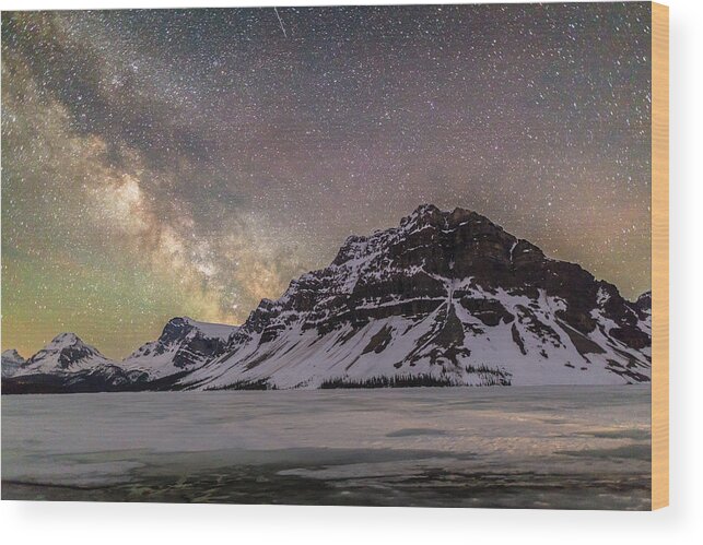 Photosbymch Wood Print featuring the photograph Milky Way over Crowfoot Mountain by M C Hood