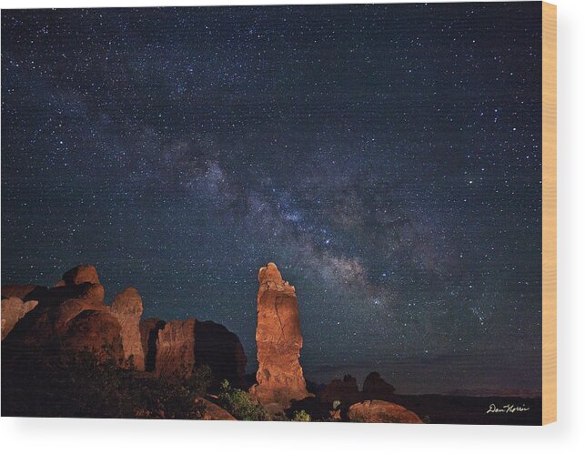 Arches National Park Wood Print featuring the photograph Milky Way over Garden Of Eden by Dan Norris