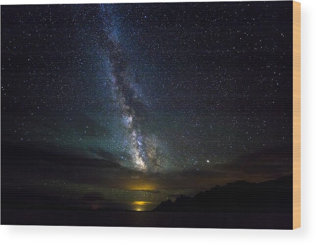 Milky Way Wood Print featuring the photograph Milky Way over the Grand Tetons by Josh Bryant