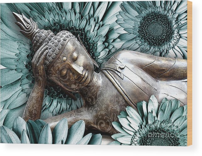 Buddha Wood Print featuring the mixed media Mind Bloom by Christopher Beikmann