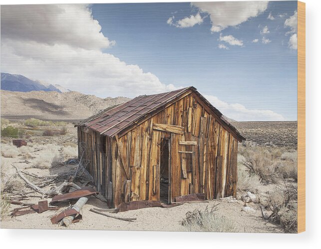 Benton Wood Print featuring the photograph Miner's Shack in Benton Hot Springs by Michele Cornelius