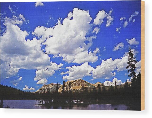 Mirror Lake; Utah; Uintah; Uinta; Rocky Mountains; Lakes; Water; Mountainwest; Clouds; Billowy; Cottony; Puffy; Dramatic Wood Print featuring the photograph Mirror Lake Utah 1 by Steve Ohlsen