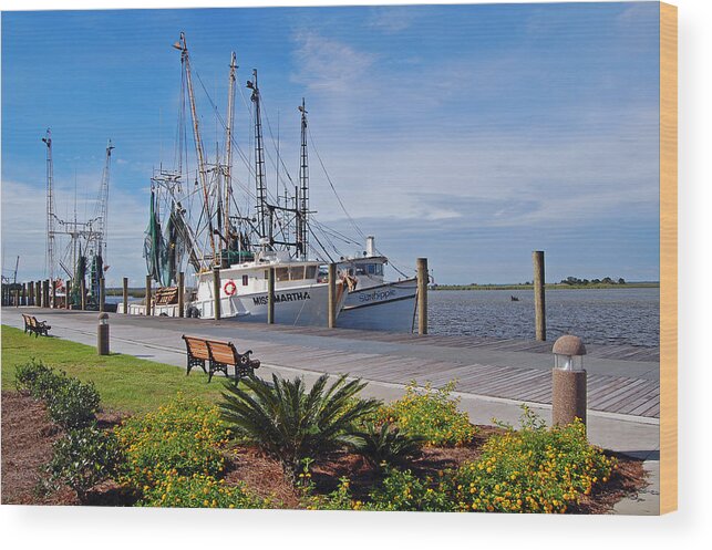 Apalachicola Riverwalk Wood Print featuring the photograph Miss Martha and the Sunhippie by Ben Prepelka