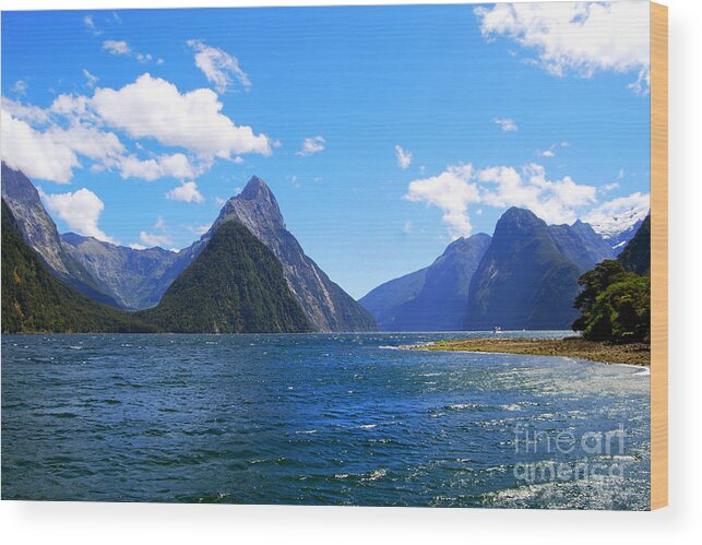 Mitre Peak Wood Print featuring the photograph Mitre Peak in Milford Sound New Zealand by Catherine Sherman
