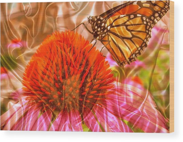 Floral Wood Print featuring the photograph Monarch Mirage by Randy Rosenberger