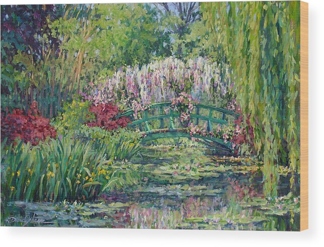 France Wood Print featuring the painting Monets Pond in Spring by L Diane Johnson