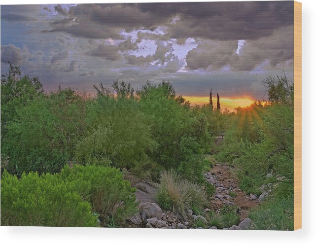 Mark Myhaver Photography Wood Print featuring the photograph Monsoon Sunset h56 by Mark Myhaver