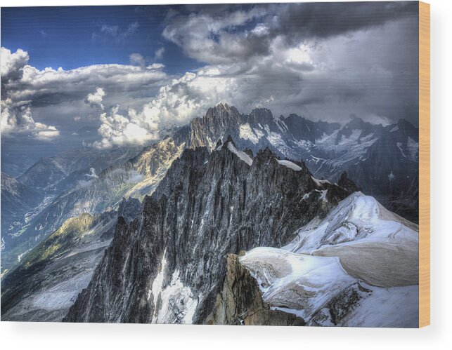Mont Blanc Wood Print featuring the photograph Mont Blanc near Chamonix in French Alps by Shawn Everhart