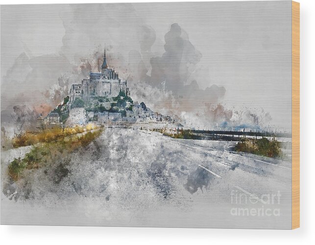 Mont Saint Michel Wood Print featuring the photograph Mont Saint Michel by Ann Garrett