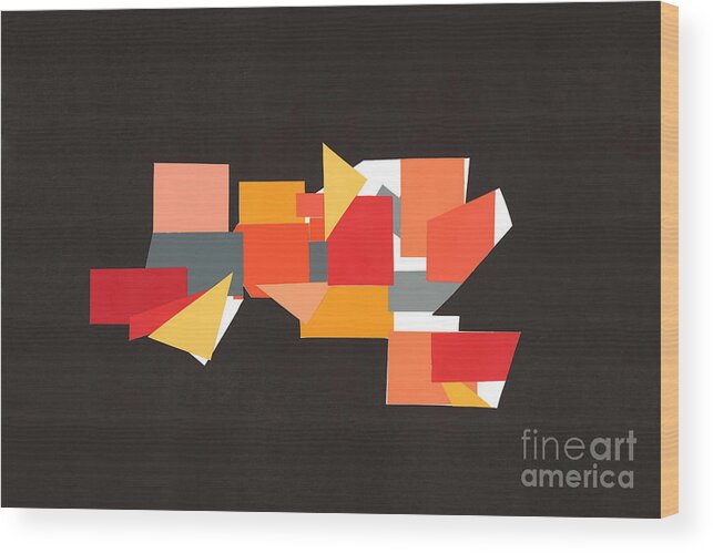 Abstract Wood Print featuring the mixed media Montage by Mary Zimmerman