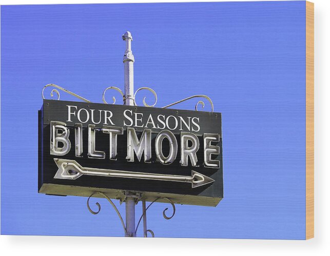 Montecito Wood Print featuring the photograph Montecitio Biltmore Sign by Art Block Collections