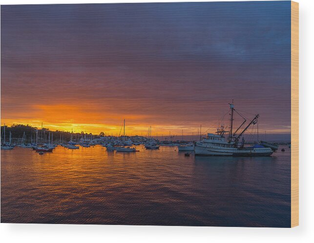 Monterey Wood Print featuring the photograph Monterey Marina Sunset by Derek Dean