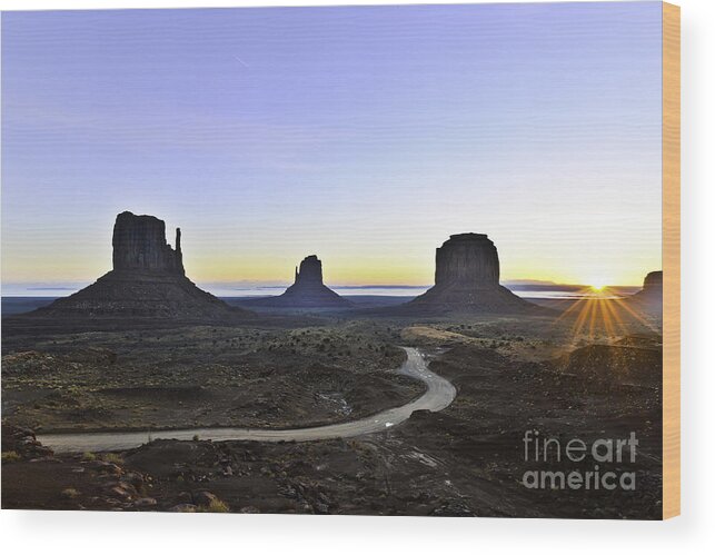 Valley Wood Print featuring the photograph Monument Valley at Sunrise by Peter Dang