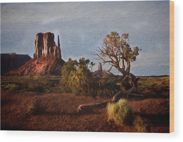 Landscape Wood Print featuring the photograph Monument Valley Painting by Jonas Wingfield