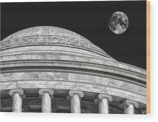 Jefferson Memorial Wood Print featuring the photograph Moon Over The Dome by Iryna Goodall