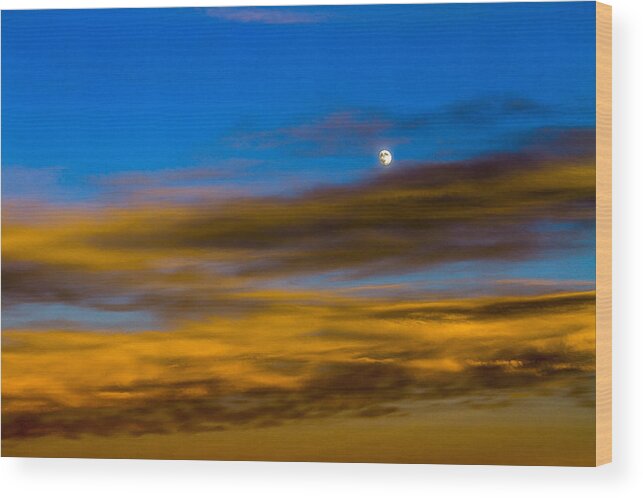 Clouds Wood Print featuring the photograph Moon Rise Over Montezuma by Bruce Bottomley