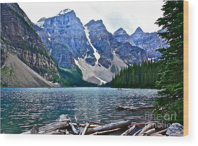 Lake Wood Print featuring the photograph Moraine Lake in Color by Linda Bianic