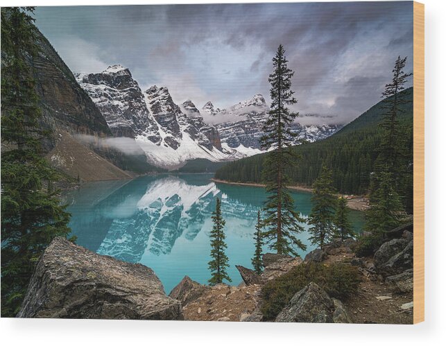 Moraine Lake Wood Print featuring the photograph Moraine Lake in the Canadian Rockies by James Udall