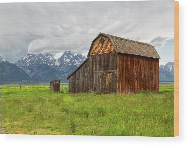 Tetons Wood Print featuring the photograph Mormon Row Barn by Nancy Dunivin