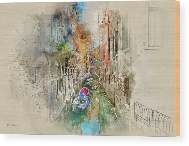 Venice Wood Print featuring the digital art Morning Stroll by Peter Kennett