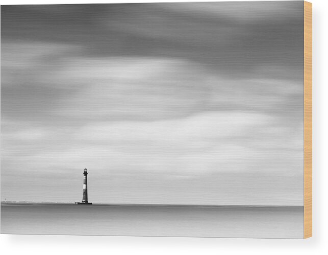 Morris Island Wood Print featuring the photograph Morris Island Lighthouse BW by Ivo Kerssemakers