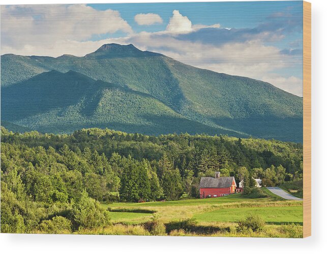 Summer Wood Print featuring the photograph Mount Mansfield Summer View by Alan L Graham