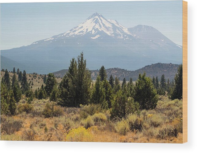 Mountain Wood Print featuring the photograph Mount Shasta and Shastina by Frank Wilson