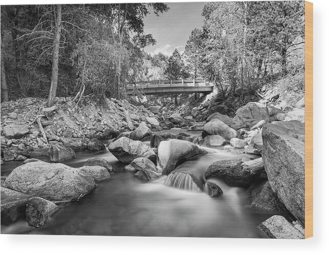 Bridge Wood Print featuring the photograph Mountain Creek Bridge in Black and White by James BO Insogna