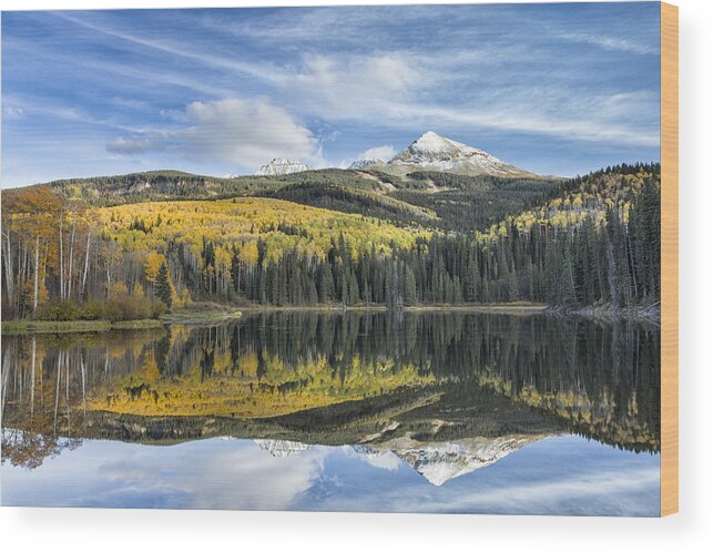 Mountain Wood Print featuring the photograph Mountain Lake Reflection by Denise Bush