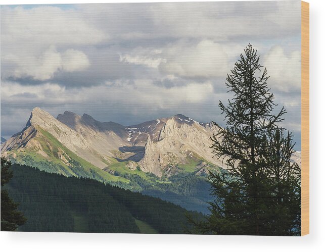 Mountain Landscape Wood Print featuring the photograph Mountain landscape before the rainfall - French Alps by Paul MAURICE