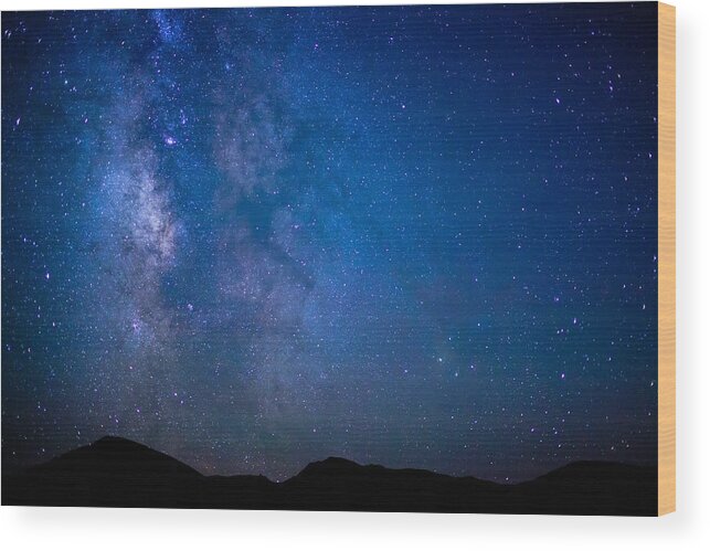 Mountains Wood Print featuring the photograph Mountains and Milky Way by Adam Pender