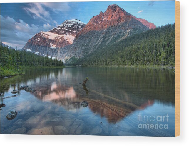 Cavell Wood Print featuring the photograph Mt. Edith Cavell Sunrise Reflections by Adam Jewell