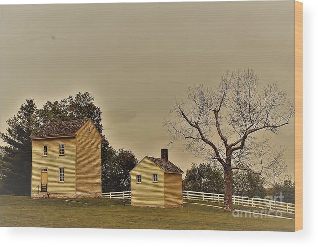 Landscape Wood Print featuring the photograph Vintage Shaker Farm by Carol Riddle