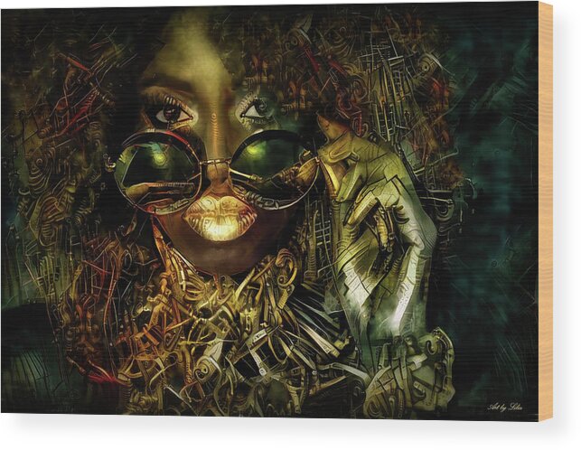 Enchantress Wood Print featuring the mixed media Mysterious Enchantress by Lilia S