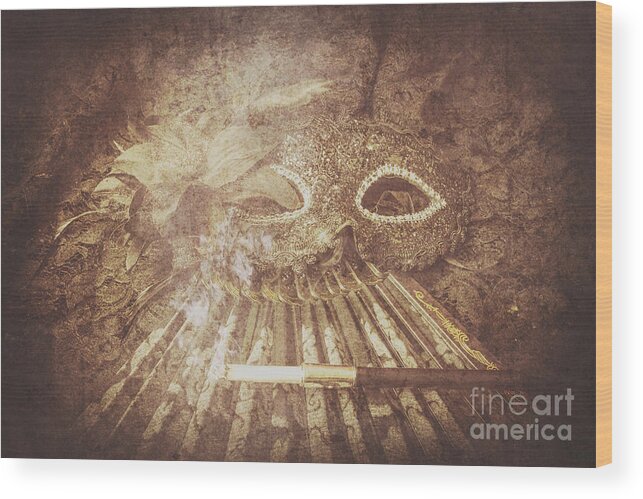 Classical Wood Print featuring the photograph Mysterious vintage masquerade by Jorgo Photography