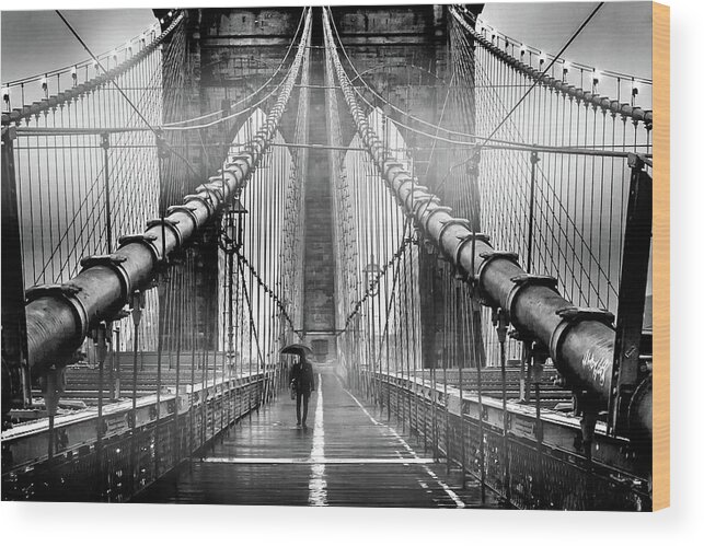 Brooklyn Bridge Wood Print featuring the photograph Mystery Manhattan by Az Jackson