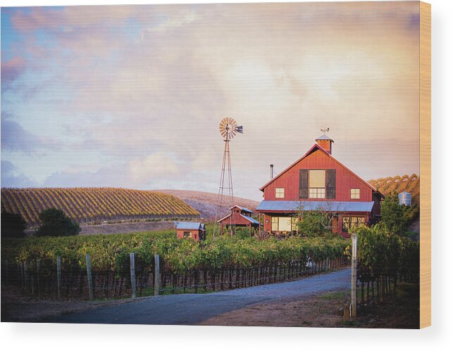 Red Barn Wood Print featuring the photograph Napa Valley Red Barn by Aileen Savage