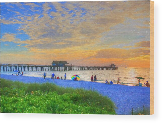 Sunset In Naples Wood Print featuring the digital art Naples Beach by Sharon Batdorf