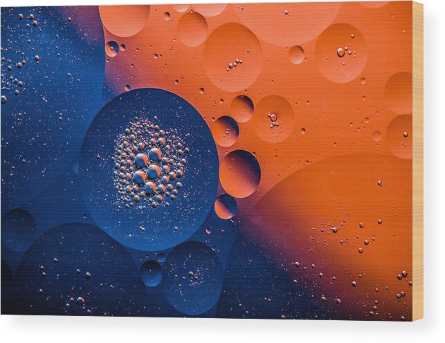 Oil And Water Image Macro Closeup Abstract Space Bruce Pritchett Photography Wood Print featuring the photograph Nebula by Bruce Pritchett