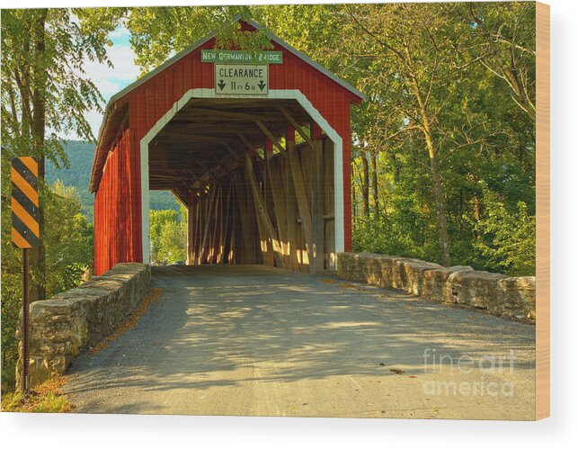 New Germantown Covered Bridge Wood Print featuring the photograph New Germantown Covered Bridge by Adam Jewell