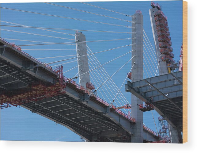 Goethals Bridge Wood Print featuring the photograph New Goethals Bridge Construction 1 by Kenneth Cole