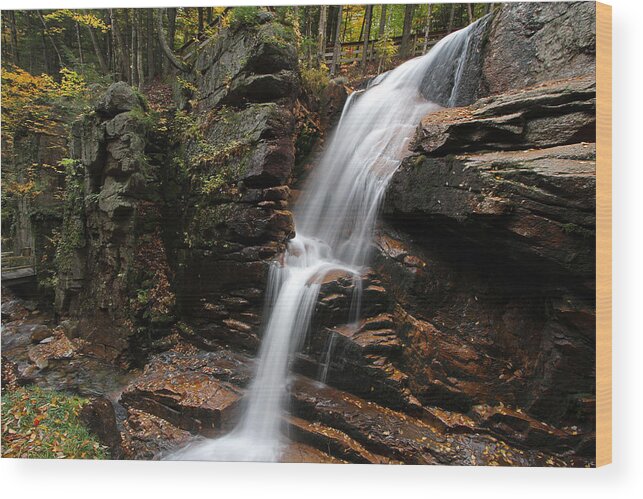 Avalanche Falls Wood Print featuring the photograph New Hampshire Avalanche Waterfall by Juergen Roth