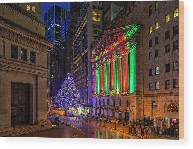 Wall Street Wood Print featuring the photograph New York City Stock Exchange Wall Street NYSE by Susan Candelario
