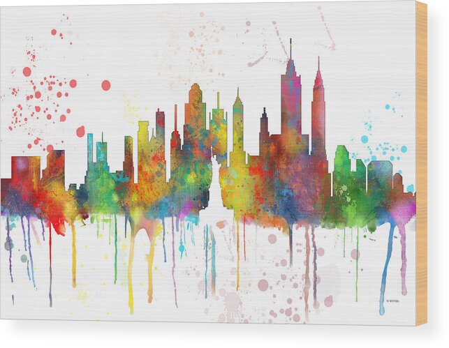 New York New York Skyline Wood Print featuring the digital art New York NY Skyline by Marlene Watson